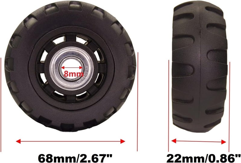 BFLAEPUN 1 Pair Luggage Wheels Replacement 68 * 24 * 8mm Inline Roller Skate Wheels with 8mm(0.31") Bearings 35mm(1.37") 40mm(1.57") Axles Wrenchs Repair Set - Image 2